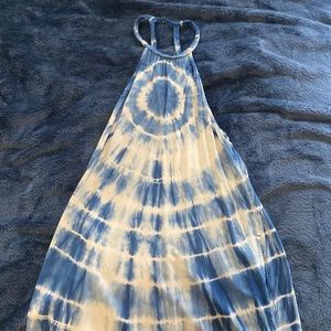 womens american eagle tie dye blue and white dress with pockets